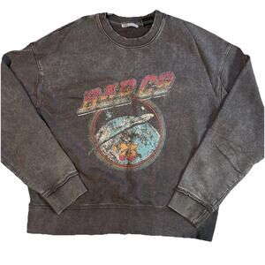 Zara Bad Company Sweatshirt Graphic Faded Washed Black Mens Size Large Y2k
